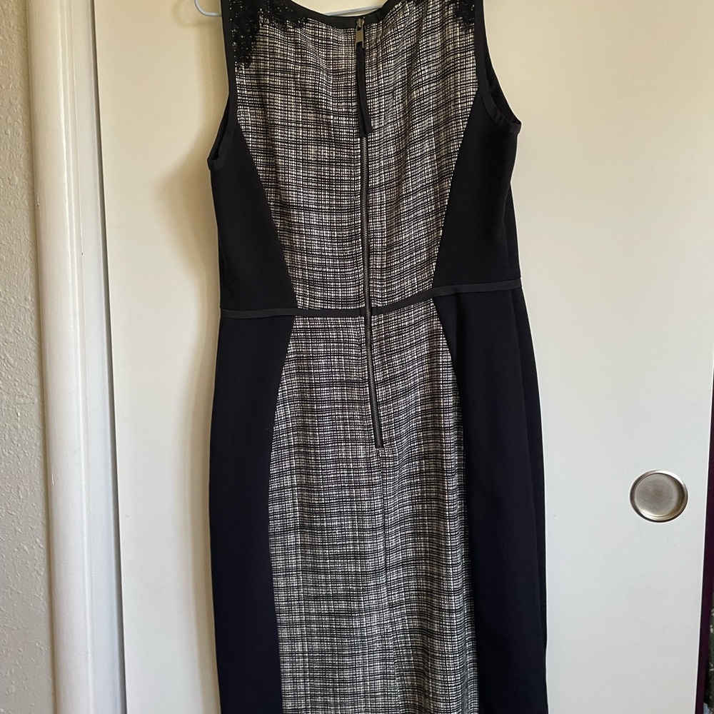LOFT Black and Gray Midi Dress
